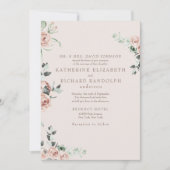 Blush Bloemen Eucalyptus Blush Bruiloft Kaart (Voorkant)