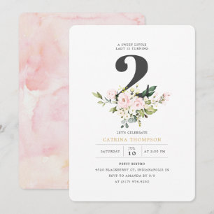 Blush Bloemen & Eucalyptus Meisje 2e Verjaardagsfe Kaart