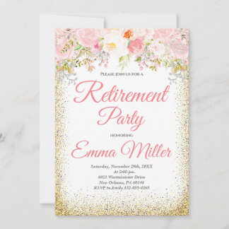 Blush Bloemen & Goud Bohemian Pensioen Kaart