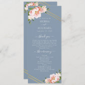 Blush Bloemen Goud Geometrisch Stoffig Blauw Bruil Programma (Voorkant / Achterkant)