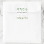 Blush Bloemen Groen bruiloft dank u gunst Vierkante Sticker (Tas)
