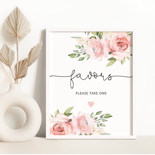 Blush bloemen gunsten neem er een poster