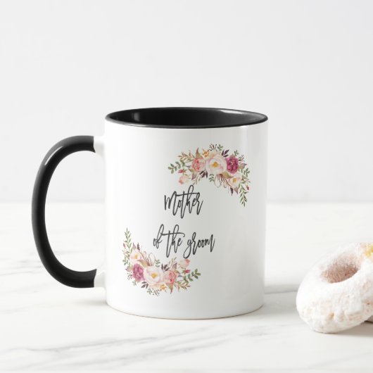 Blush Bloemen Handschrift Moeder van de Bruidegom Mok (Met donut)
