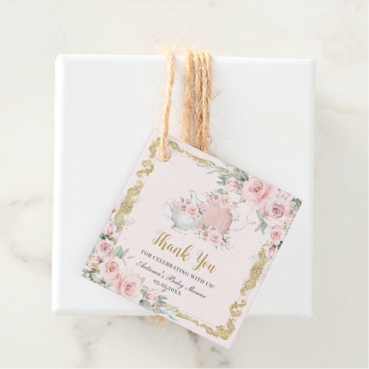 Blush Bloemen High Tea Party Baby shower Bedankjes Labels (In situ)