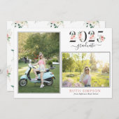 Blush Bloemen Jaar 2 Foto Afstuderen Aankondiging (Voorkant / Achterkant)