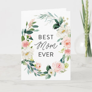 Blush Bloemen Krans Beste Mama Ooit Moederdag Kaart
