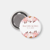 Blush bloemen met aangepaste namen bruiloft magnee magneet (Voorkant / Achterkant)