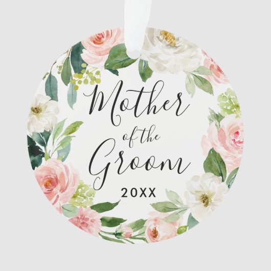 Blush bloemen moeder van de bruidegom ornament (voorkant)