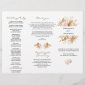 Blush Bloemen Pampas Grass Tri+Fold Trouwprogramma Flyer (Voorkant)