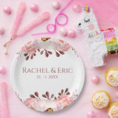 Blush Bloemen Papier Bord met aangepaste namen (Feest)