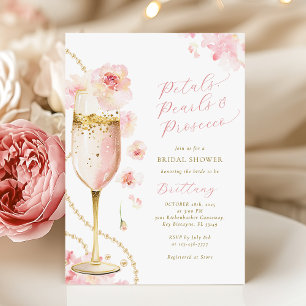 Blush Bloemen, Parels & Prosecco Bruidsmeisjesfees Kaart