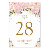 Blush Bloemen Roze Goud Trouwtafel Nummer Kaart (Voorkant)