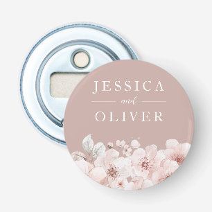Blush bloemen stoffige roze bruiloft button flesopener