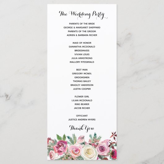 Blush Bloemen Trouwprogramma Programma (Achterkant)