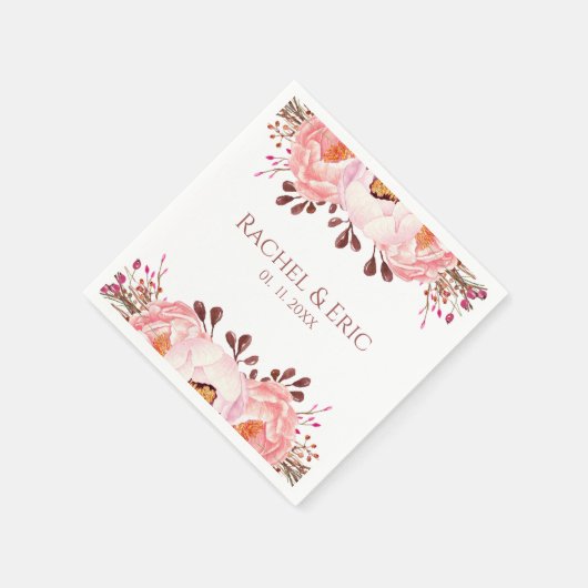 Blush Bloemen Trouwservet met aangepaste namen Servet (Hoek)