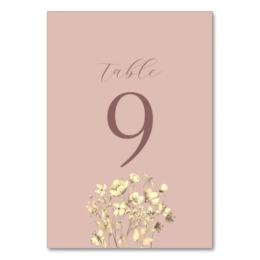 Blush Bloemen Trouwtafel Tafelnummer (Achterkant)
