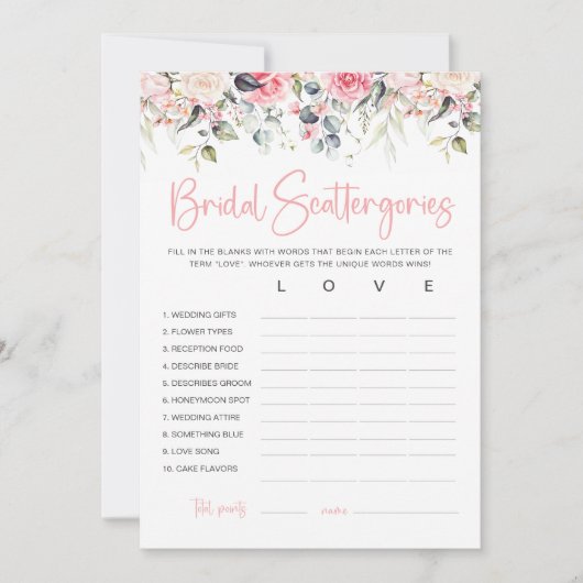 Blush Bloemen Vrijgezellenfeest Game Kaart (Voorkant)