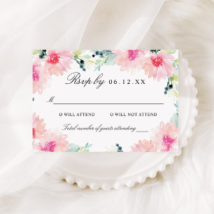  Blush Bloemen Waterverf Bruiloft RSVP Kaart