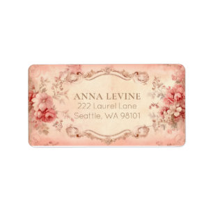 Blush Bloemen Waterverf Romantisch Perzik Lijst La Etiket