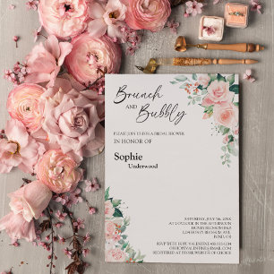 Blush Bloemen Witte Brunch En Mousserende Wijn Bru Kaart