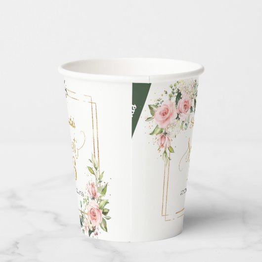 Blush bloemeneucalyptus goud zoete zestien 16e papieren bekers (Rechts)