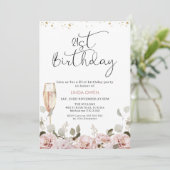 Blush Bloemenglas 21e verjaardag Kaart (Staand voorkant)