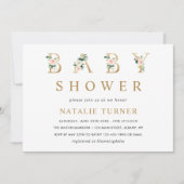 Blush bloemengouden letters Baby shower uitnodigin Kaart (Voorkant)