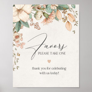 Blush bloemenroze baby shower gunsten teken poster