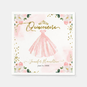 Blush bloemenroze quinceanera servet