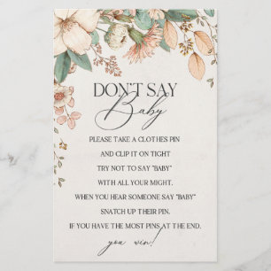 Blush bloemenspel baby shower dont zeggen baby spe