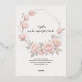 Blush bloementuin romantische vintage bruiloft folie uitnodiging (Achterkant)