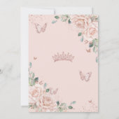 Blush bloemenvlinders Roos gouden quinceañera Kaart (Achterkant)