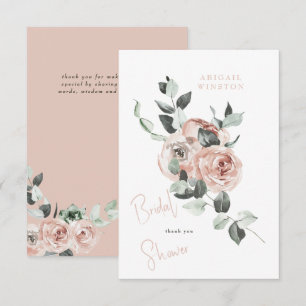 Blush Bloemige Eucalyptus Bruiloft Borrel  Bedankkaart