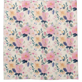 Blush & Bloom Elegante Bloemen Romantisch Douchegordijn