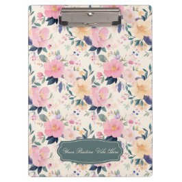 Blush & Bloom Elegante Bloemenpastel Waterverf Klembord