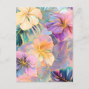 Blush Bloom Exotische Bladeren Bloemen Feestdagenkaart
