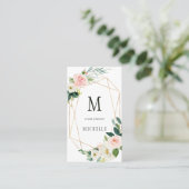 Blush bloom geometrisch goud Lijst monogram Visitekaartje (Staand voorkant)