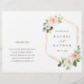 Blush Bloom Gold Frame Programme de mariage plié (Devant)