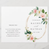 Blush Bloom Gold Oval Frame Programme de mariage p (Devant)