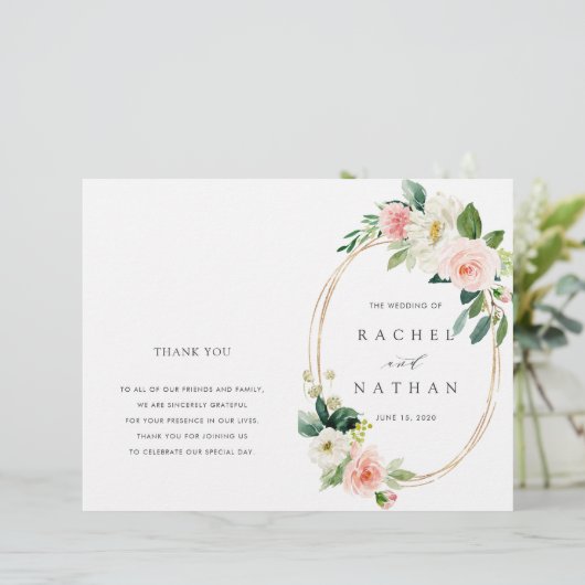 Blush Bloom Gold Oval Frame Programme de mariage p (Debout devant)