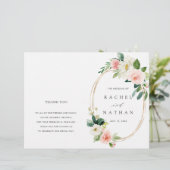 Blush Bloom Gold Oval Lijst Folded Wedding Program (Staand voorkant)