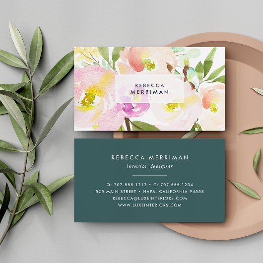 Blush Bloom | Waterverf Floral Visitekaartje