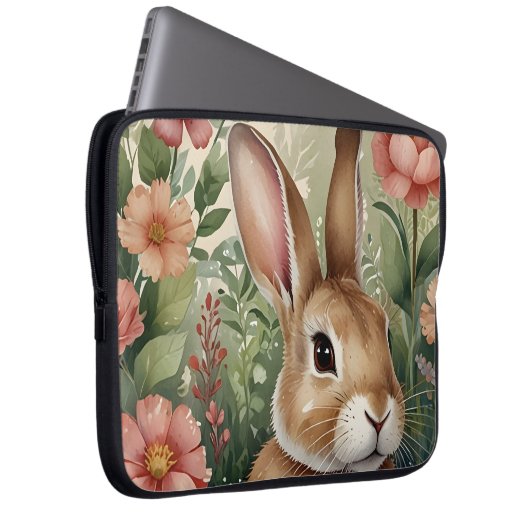 Blush Blooms en Bunny Dreams Electronics Bag Laptop Sleeve (Voorkant Rechts)