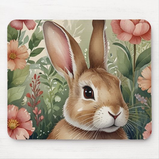 Blush Blooms en Bunny Dreams Mousepad Muismat (Voorkant)