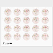 Blush & Blooms Initiaal Monogram Ronde Sticker (Vel)