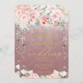 Blush Blooms Weddenschap Fancy goudkalligrafie Mal Kaart (Voorkant / Achterkant)
