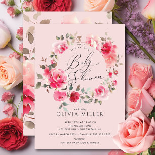 Blush Blossom Baby shower Invitation Kaart