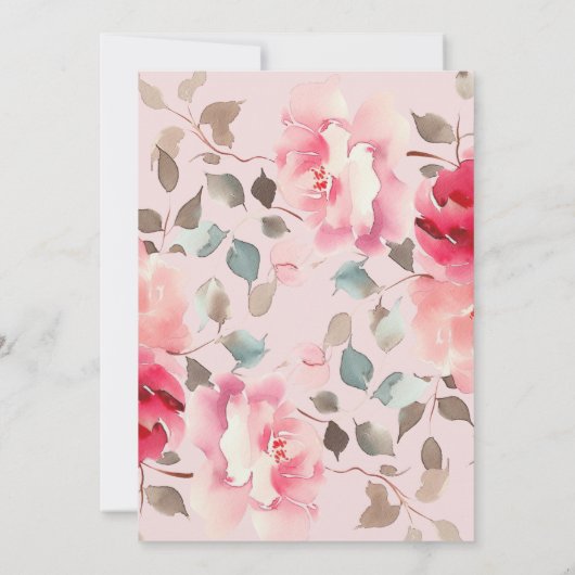 Blush Blossom Bridal Shower Uitnodiging (Achterkant)