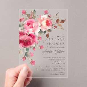 Blush Blossom Bridal Shower Uitnodiging Acryl Uitnodigingen
