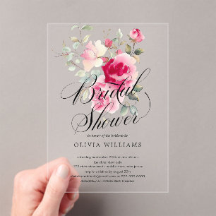 Blush Blossom Bridal Shower Uitnodiging Acryl Uitnodigingen